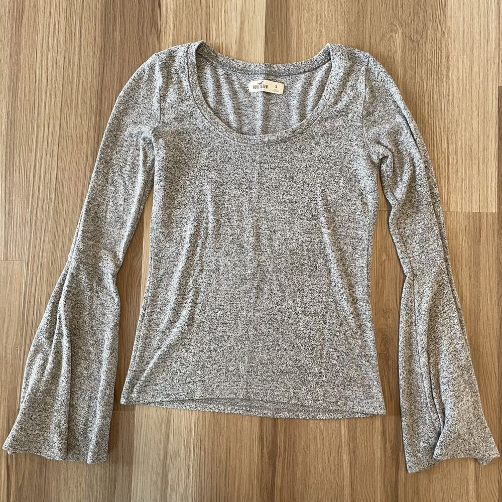 Hollister Women’s S Gray Marl Bell Sleeve Top Fairy Y2K Whimsygoth Boho Cowgirl
